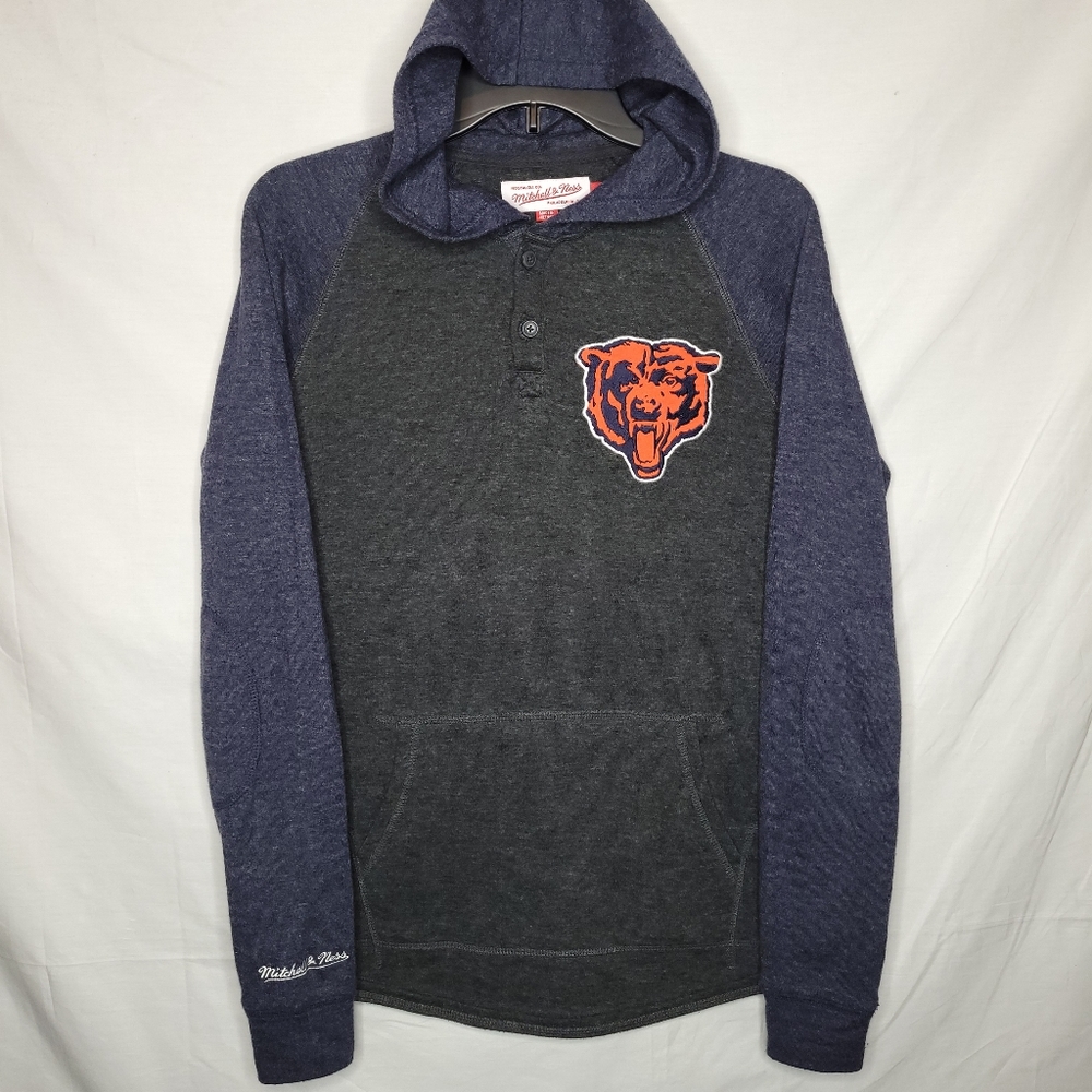 Mitchell & Ness Chicago Bears Navy Blue, Charcoal & Orange Long Sleeve Hoodie